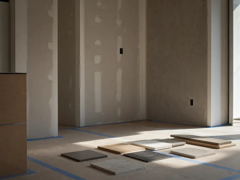 Material samples placed in a protected residential work area